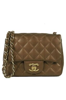 Chanel Single Flap Chain Gold Caviar Leather Mini Quilted Shoulder Bag